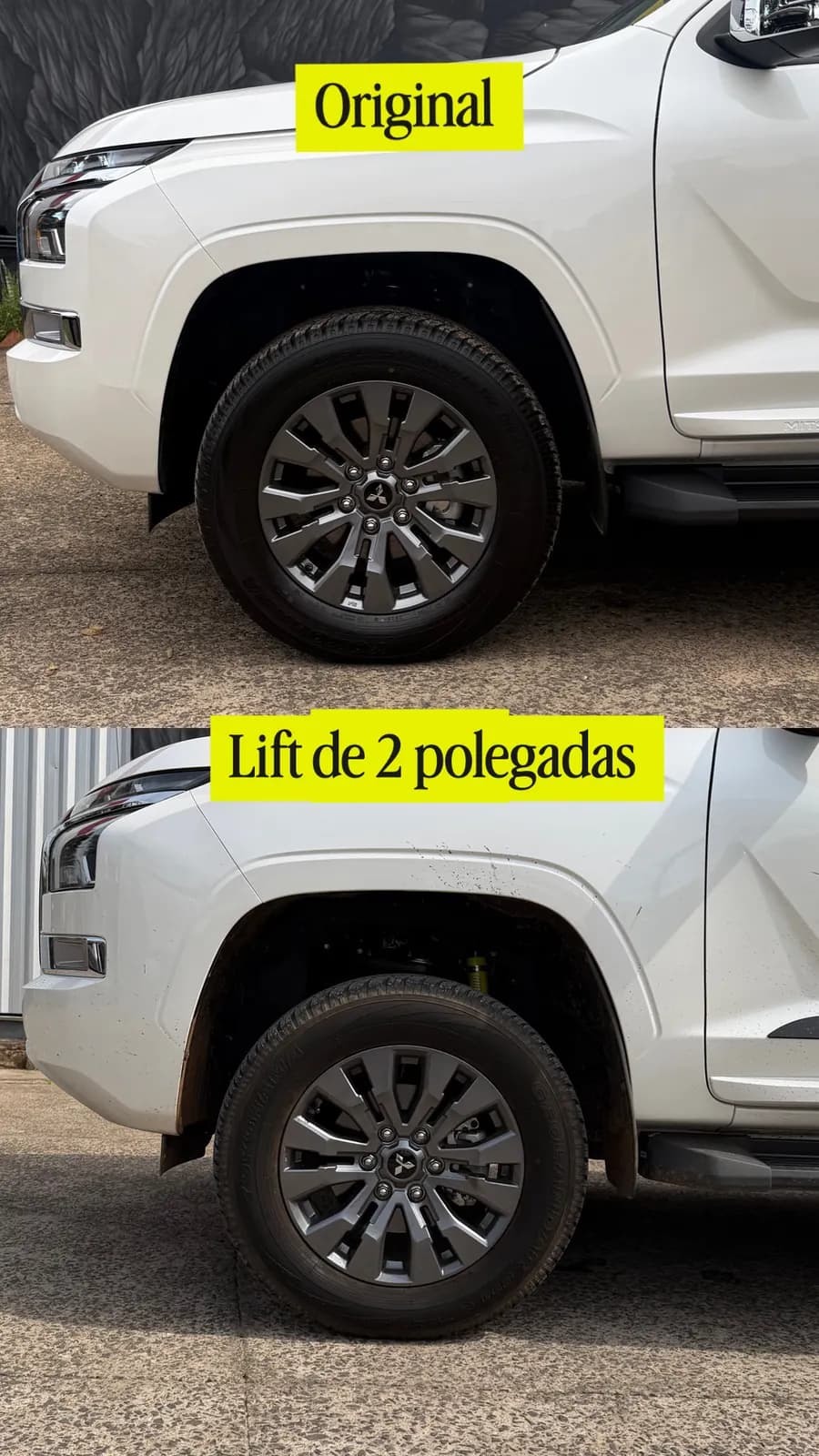All New Triton, dianteira: original em cima, com lift Bump embaixo