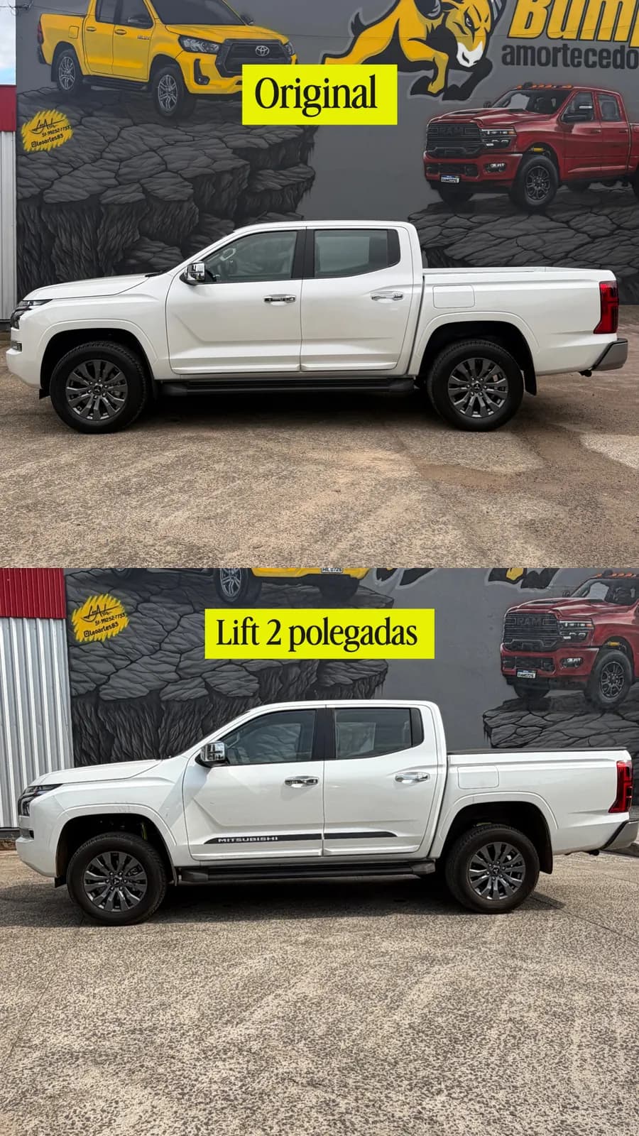 All New Triton, lateral: original em cima, com lift Bump embaixo